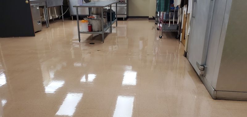 Church kitchen tile floor with a fresh glossy finish