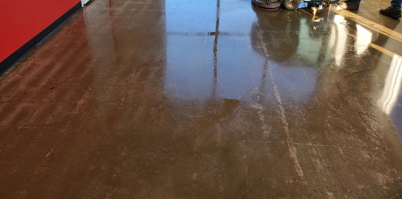 Concrete floor after machine scrubbing