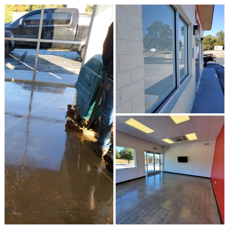 Bright, freshly cleaned lobby and tile floors in a newly finished space